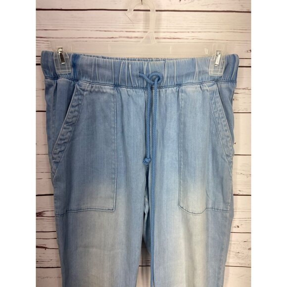 Side Stitch Light Wash Drawstring Elastic Waist Size Small Pants‎ - Picture 3 of 6
